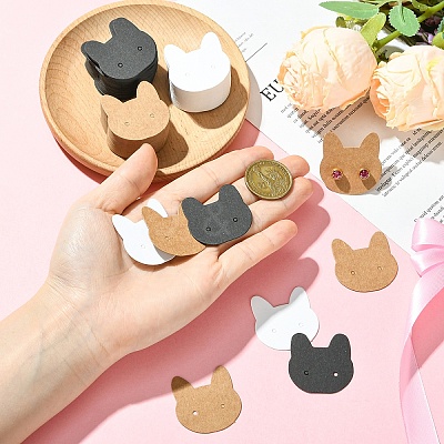100Pcs Cat Shaped Paper Earring Display Cards EDIS-YW0001-09A-1