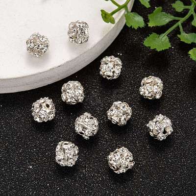 Brass Clear Rhinestone Beads RB-A017-8mm-S-1