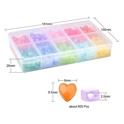 600Pcs 10 Colors Imitation Jelly Acrylic Beads MACR-YW0001-82-1