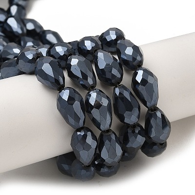 Electroplate Glass Beads Strands EGLA-E010-10x15mm-F03-1