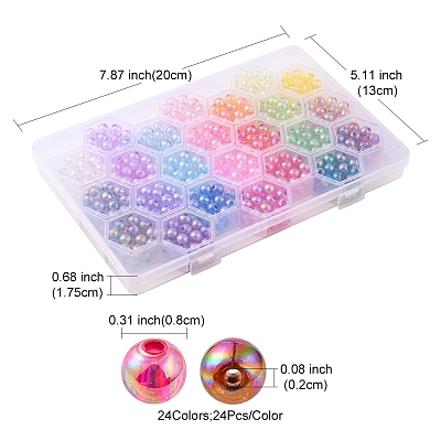 576Pcs 24 Colors Transparent Acrylic Beads MACR-YW0001-95-1