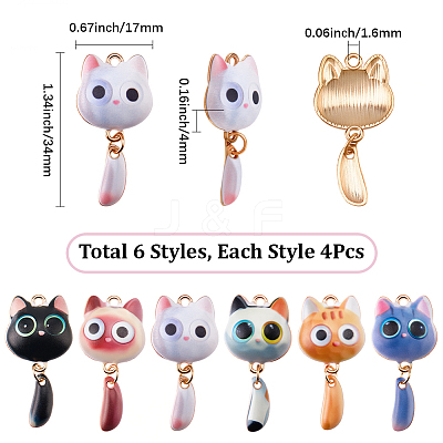 24Pcs 6 Colors Printed Alloy Pendants FIND-BM0001-80-1