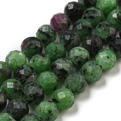 Faceted Round Natural Ruby in Zoisite Bead Strands G-F289-11-6mm-1
