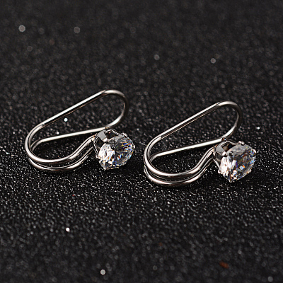 304 Stainless Steel Rhinestone Cuff Earrings EJEW-M055-01P-1