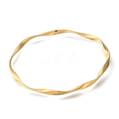 Ion Plating(IP) 304 Stainless Steel Twisted Ring Bangles BJEW-G684-04G-1