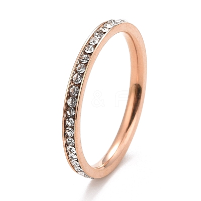 304 Stainless Steel Rhinestone Rings Set STAS-D178-02B-1