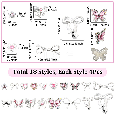 72Pcs 18 Styles Resin Rhinestone Cabochons FIND-SP0004-44-1