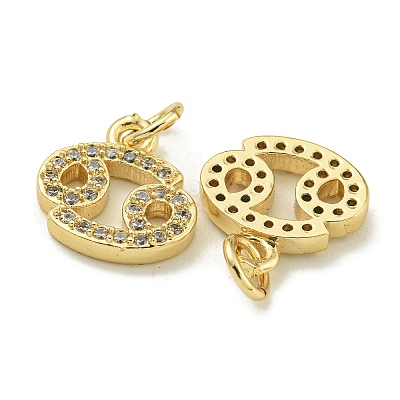 Rack Plating Brass Micro Pave Cubic Zirconia Pendants KK-K386-02J-G-1