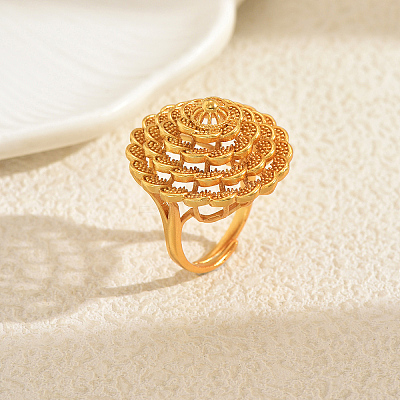 Geometric Hollow Brass Cuff Rings for Women VG2470-3-1