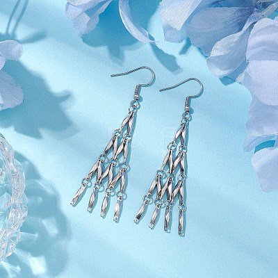 Non-Tarnish 304 Stainless Steel Link Bar Dangle Earrings EJEW-JE05965-02-1