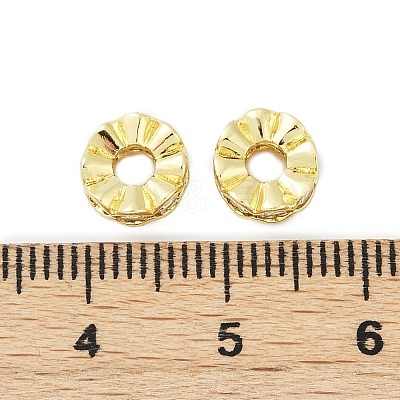 Brass Micro Pave Clear Cubic Zirconia Spacer Beads KK-L235-04G-1
