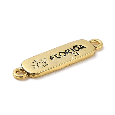 Beach Theme Rack Plating Brass Rectangle Connector Charms KK-P261-08A-G13-1