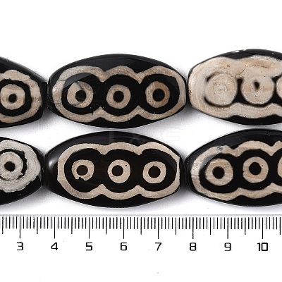 Oval with 3-Eye Pattern Tibetan Style dZi Beads Strands G-NH0001-14A-1
