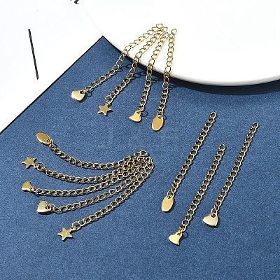 12Pcs 4 Styles 304 Stainless Steel Chain Extender FIND-FS0002-96A-1