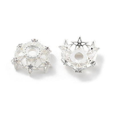 Brass Micro Pave Clear Cubic Zirconia Bead Caps KK-R216-03S-01-1