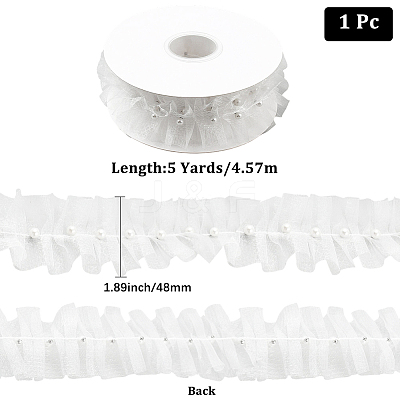 Polyester with Plastic Pearl Bead Wrinkle Ribbon OCOR-WH20003-63B-1
