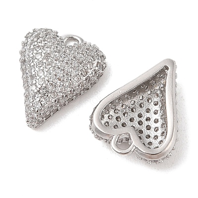 Brass Micro Pave Clear Cubic Zirconia Pendants KK-S388-01P-02-1