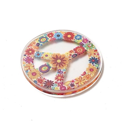 Flower with Peace Acrylic pendants OACR-B018-03-1
