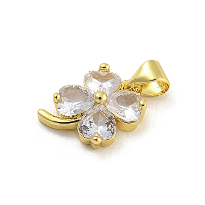 Rack Plating Brass Pave Cubic Zirconia Charms KK-G513-09G-1