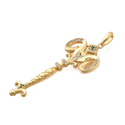 Brass Micro Pave Cubic Zirconia Big Pendants KK-B147-04G-03-1
