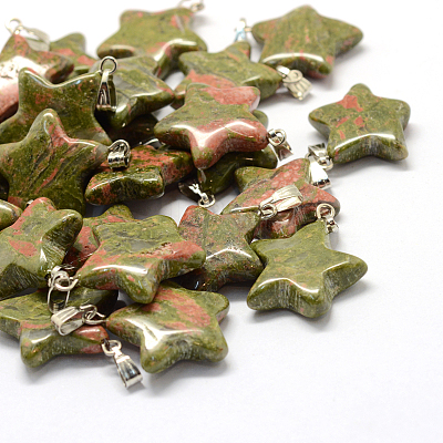 Star Natural Unakite Pendants G-Q367-15-1