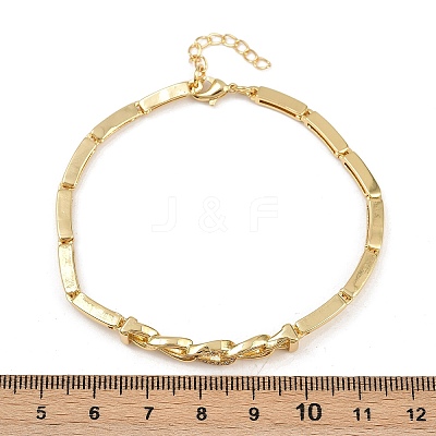 Brass Micro Pave Clear Cubic Zirconia Link Bracelets for Women BJEW-F504-05G-1