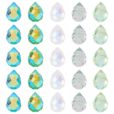50Pcs 5 Colors Electroplate Transparent Glass Beads GLAA-TA0003-47C-1
