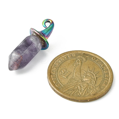 Natural Mixed Gemstone Pointed Pendants PALLOY-JF02182-1