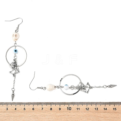 Halloween Alloy & Synthetic Turquoise & Lampwork Dangle Earrings EJEW-TA00820-1