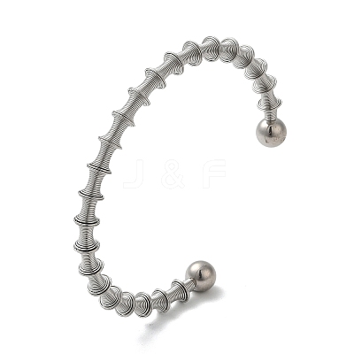 Non-Tarnish 304 Stainless Steel Open Cuff Bangle LS-BJEW-D021-01A-P-1