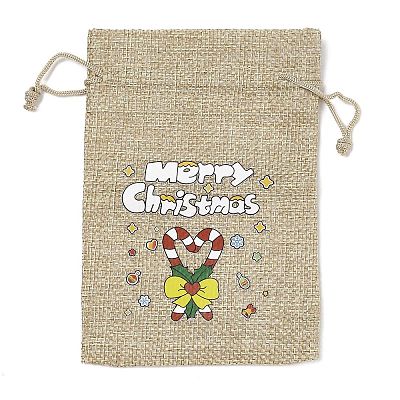 Christmas Printed Burlap Packing Pouches Drawstring Bags ABAG-Q053-02A-12-1