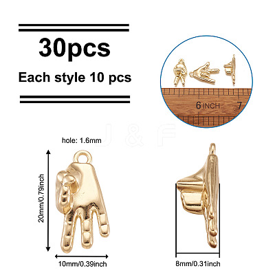 30Pcs 3 Style Rack Plating Alloy Pendants FIND-CD0001-18-1