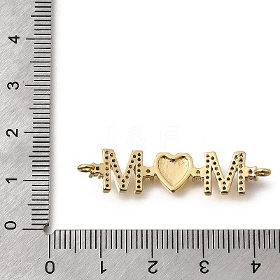 Mother's Day Brass Micro Pave Cubic Zirconia Mom Heart Connector Charms KK-Z155-03G-02-1