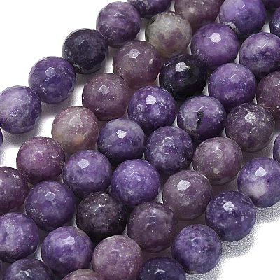 Natural Lepidolite/Purple Mica Beads Strands G-B165-A11-10mm-1