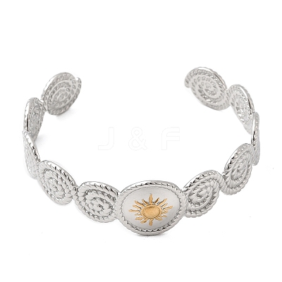 18.5MM 304 Stainless Steel Sun Cuff Bangles for Women LS-BJEW-B151-03-1
