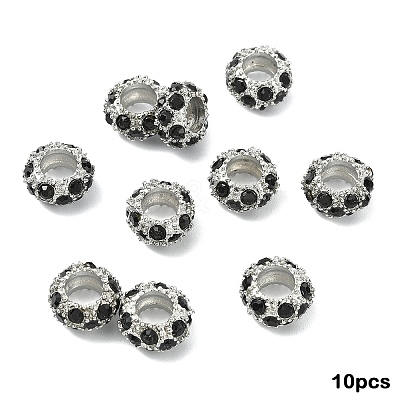 10Pcs Alloy Rhinestone European Beads CPDL-YW0001-02D-1