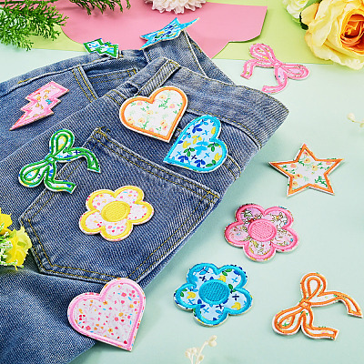 8 Bags 4 Colors Polyester Embroider Self-adhesion Thread Iron on/Sew On Patches PATC-TA0001-51-1