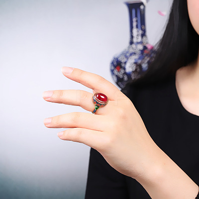 Oval Lab Grown Red Corundum Rings FS-WGCB007-01-1