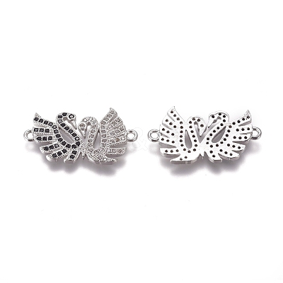 Brass Micro Pave Cubic Zirconia Links connectors ZIRC-K081-06P-1