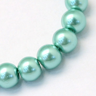 Baking Paint Pearlized Glass Pearl Round Bead Strands HY-Q330-8mm-32-1
