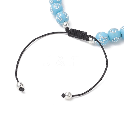 Acrylic & Alloy Beads Braided Bead Bracelets BJEW-JB13095-1