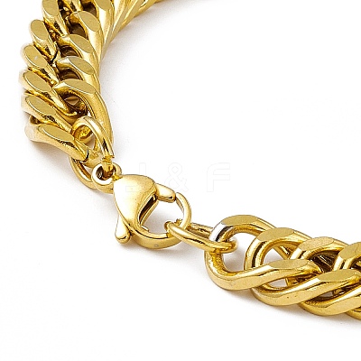 PVD Vacuum Plating 201 Stainless Steel Curb Chain Bracelet with 304 Stainless Steel Clasps for Men Women BJEW-M235-02B-G-1
