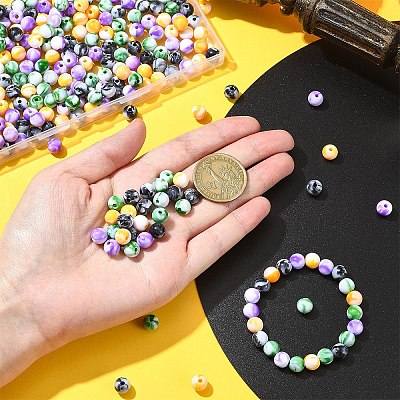 320Pcs 4 Colors Opaque Acrylic Beads SACR-YW0001-68-1