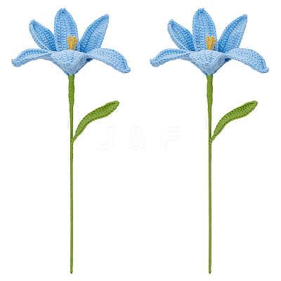 Crochet Cotton Flower Ornaments with Iron Wire AJEW-WH0460-027A-1