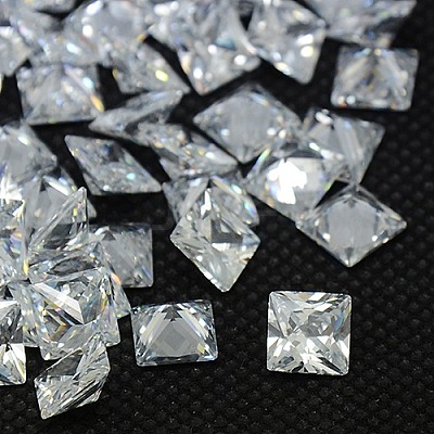 Clear Grade A Square Shaped Cubic Zirconia Pointed Back Cabochons X-ZIRC-M004-3x3mm-007-1