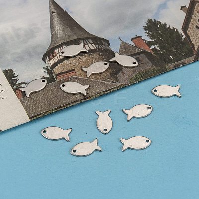 Tarnish Resistant 304 Stainless Steel Fish Charms LS-STAS-M037-08-1