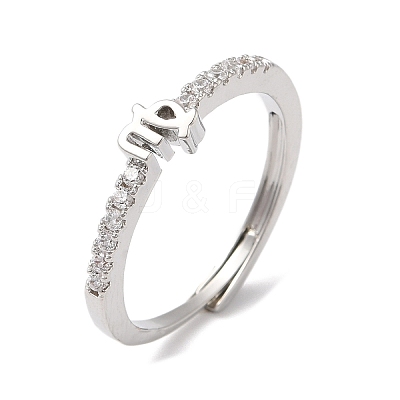 Rack Plating Brass Clear Cubic Zirconia Constellation Adjustable Rings for Women RJEW-S407-08P-01-1