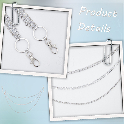 1Pc Alloy Twisted Chain 3 Layered Chain Belts for Women Men AJEW-CY0002-25P-1