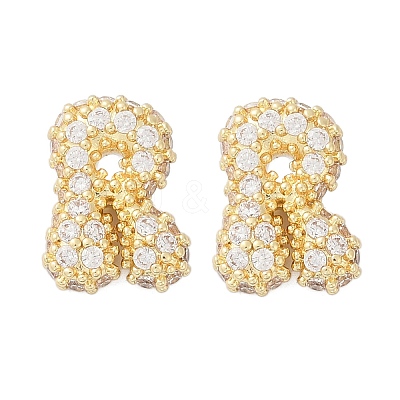 Brass Micro Pave Cubic Zirconia Stud Earrings EJEW-Z091-04G-R-1