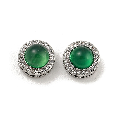 Hollow Brass Micro Pave Clear Cubic Zirconia Beads KK-G490-07P-1